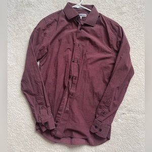 Express Men’s Button Dress Shirt slim fit Medium Red/Black Dots